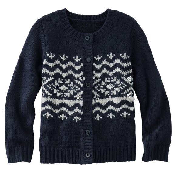 OshKosh B'gosh Other - NWT Oshkosh B'gosh Girls Knit Sweater Navy Blue Fair Isle Cardigan L/S T…